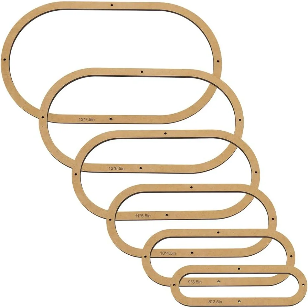 

6PCS Stained Glass Oval Layout Frame 6 Sizes Glass Maker Templates Burlywood Color Sheet Boards for Stained Glasses Oval