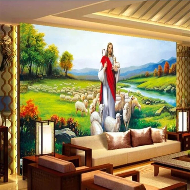 Custom 3d mural Christian Jesus oil painting wallpaper Living room sofa TV background wall bedroom restaurant study Hotel photo