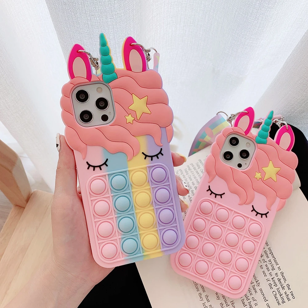 Pop Fidget Toys Bubble Case For Xiaomi Redmi Note 10T 10 5G 9T 9C NFC 9AT 9i 9A Poco C31 M3 Pro Unicorn Silicone Cover Funda