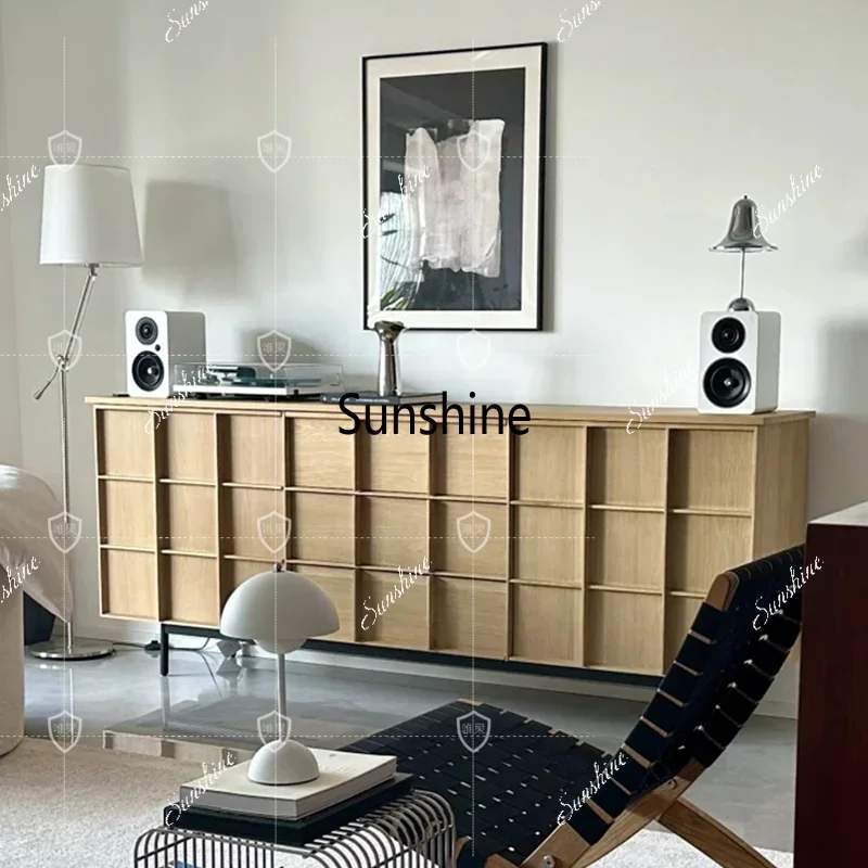 

Nordic solid wood dining side cabinet simple modern retro storage chest cabinet