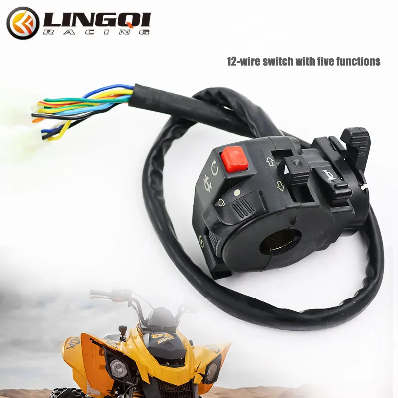 LINGQI RACING Motorcycle 12 Wire Five Functions Light Switch Button Turn Signal Lights Switches For Pit Dirt Bike Accessories