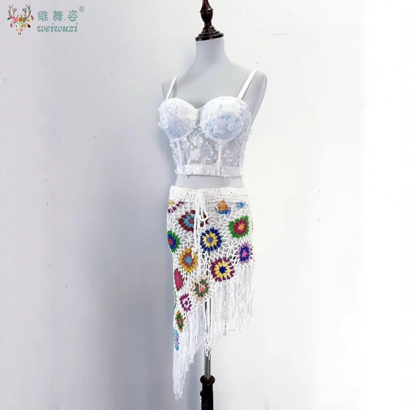 Sexy clube shaper senhoras colheita topos moda streetwear camisa mulher roupas regata dança do ventre hip cachecol borla triângulo cachecol