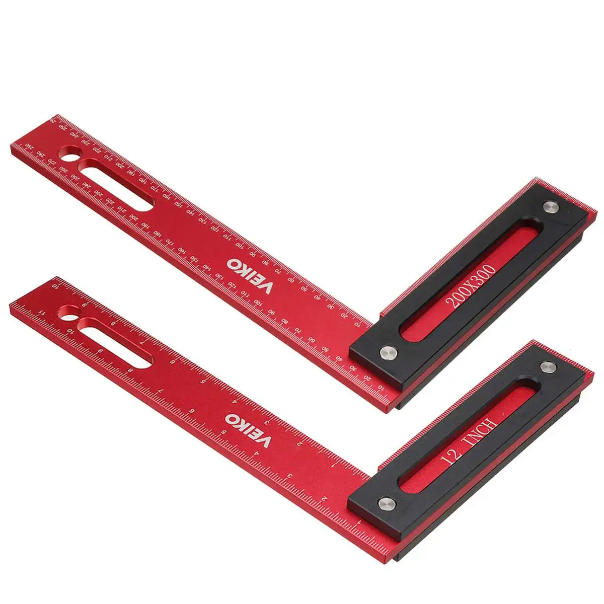 L-Shaped Precision Square Right Angle Ruler 300x200mm Metric Imperial Measurements Ruler Guage Aluminum Alloy Woodworking Tool