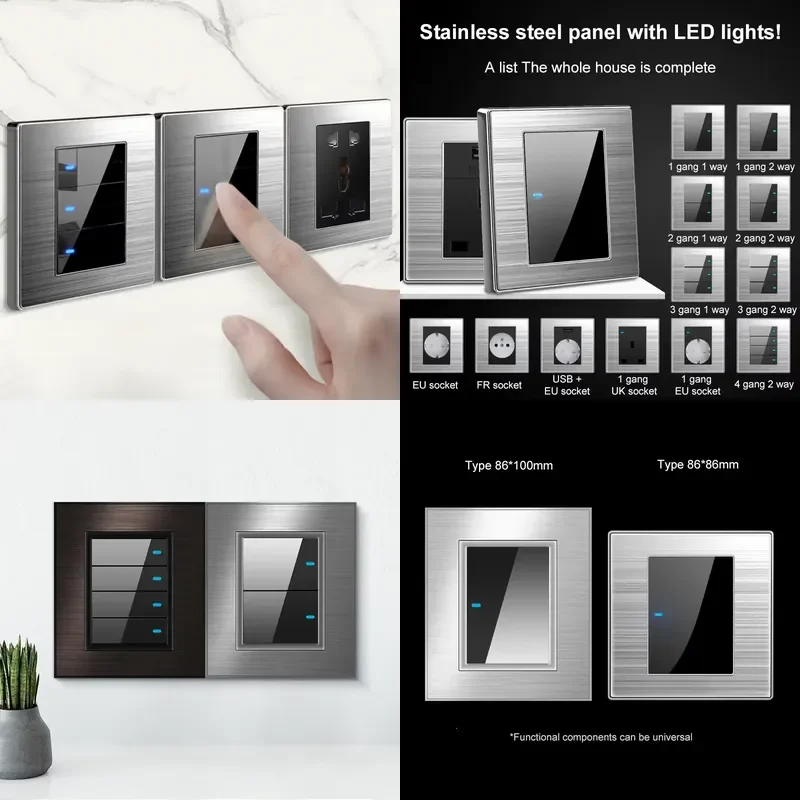 for UK 13A Mirror Switch Socket with USB Wall Light Switch Custom 220V Max International 86 Type Wall Switch 10A Wholesale