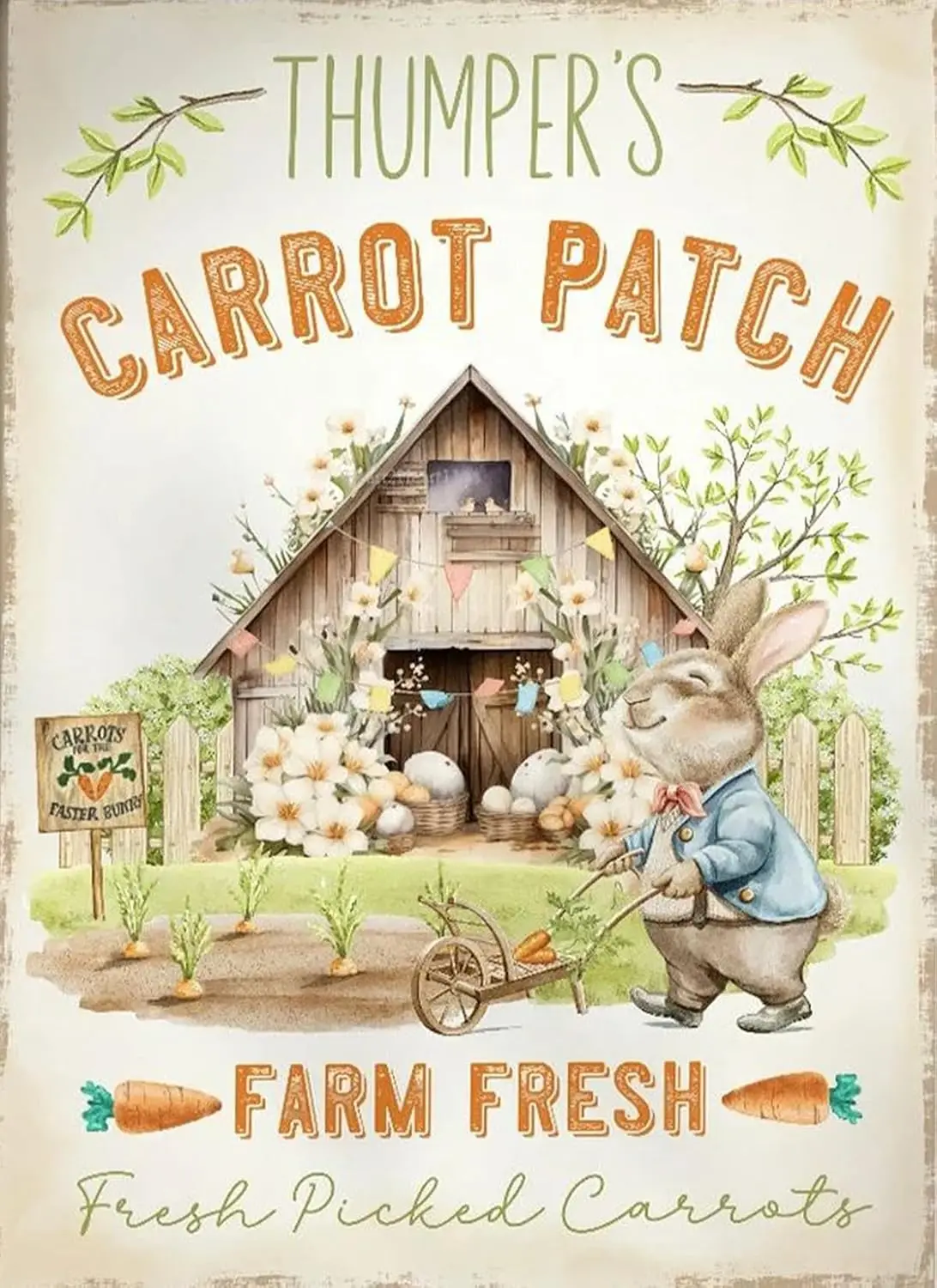 Easter Bunny Carrot Patch Sign Tin Decoration Spring Decor For Home Yard Farm Garden Garage Inspiration