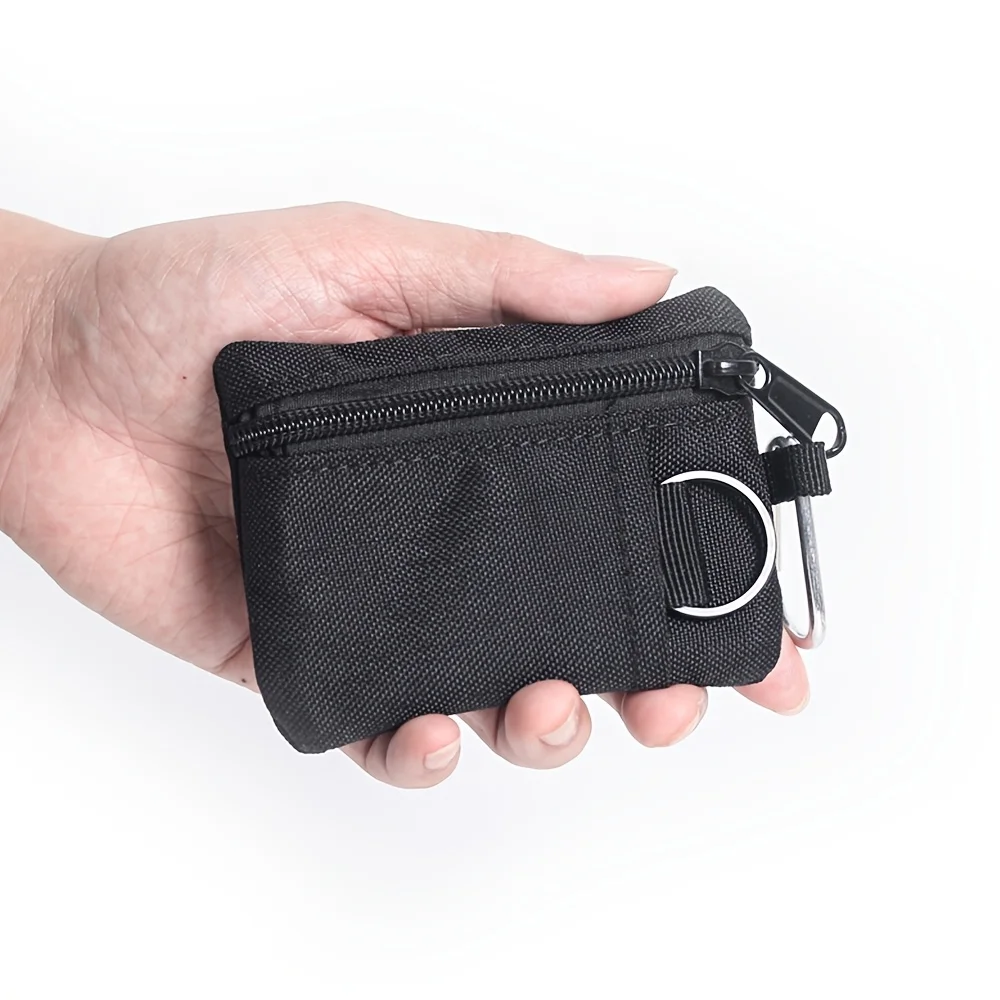 Small Zipper Keychain Pouch Canvas Coin Purse Sports Storage Mini Hanging Card Wallet