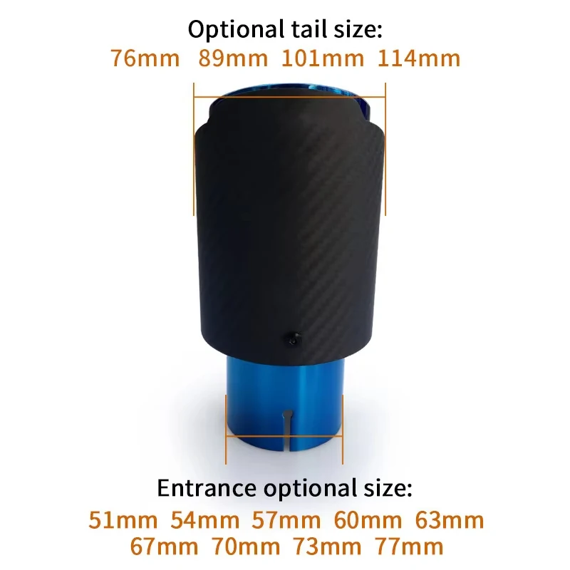 Double-layer Rolled Titanium Alloy Carbon Fiber Exhaust Muffler Tip Matte Black Car Tail Throat Nozzle Car Accessories