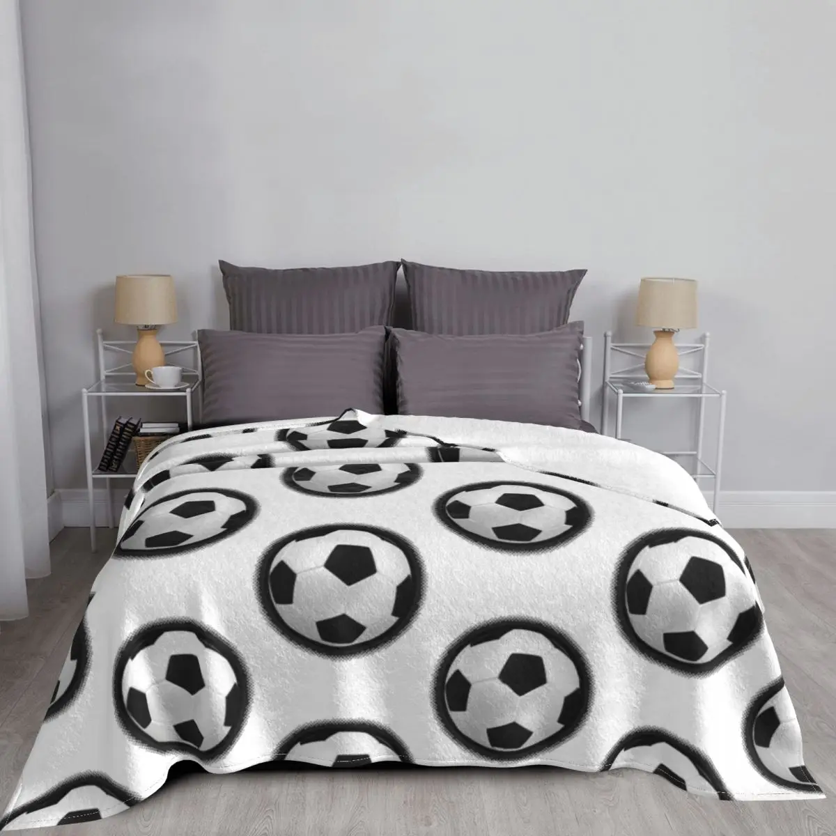 Soccer Ball Football Sports Blanket Flannel Summer Breathable Super Soft Throw Blanket for Home Travel Plush Thin Quilt