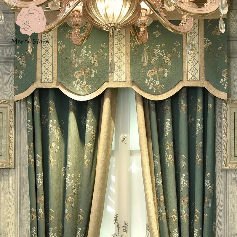 

Sustainable European Pastoral Crushed Jacquard Curtains for Living Room Bedroom Bay Window Blackout Energy Saving Drapes