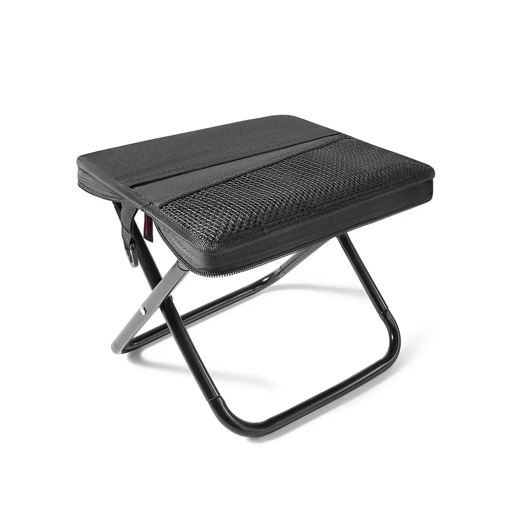 Taburete plegable portátil ultraligero, silla compacta para acampar, para viajes de pesca al aire libre, marco de acero al carbono gris, pies antideslizantes