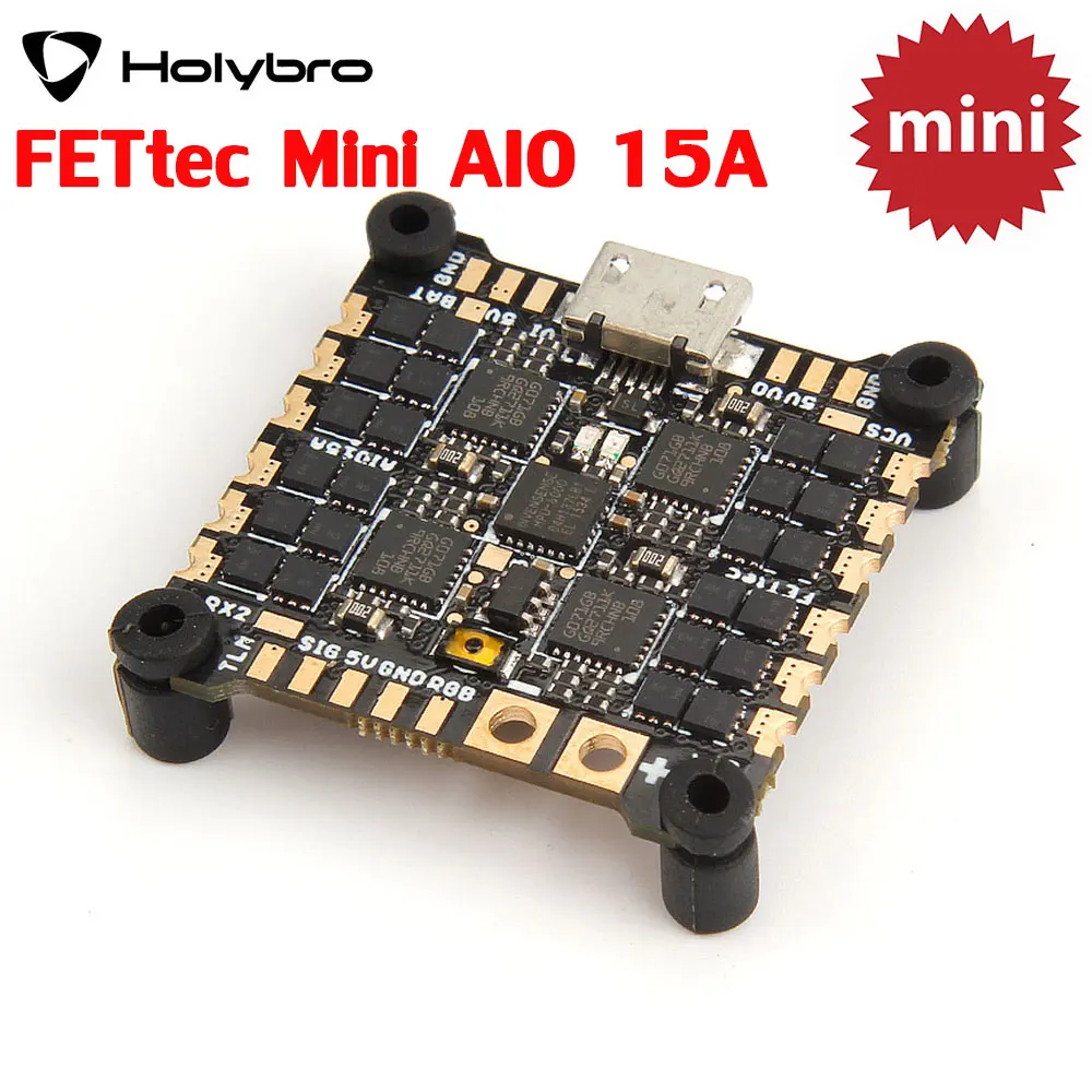 Holybro FETtec Mini AIO 15A MPU6000 F3 KISS FC Firmware 128K 15A DSHOT2400 4in1 ESC 25.5X25.5mm 2-4S for FPV Cinewhoop Drones