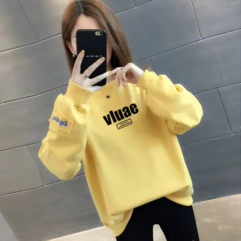 Autumn 2024 New Hoodie Women\'s Korean-style Loose Casual Top Women\'s Long-sleeved T-shirt Base Shirt Women\'s Coat