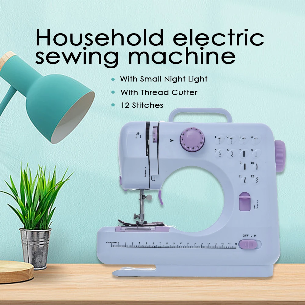

INNE Mini Household Portable 12 Stitch Sewing Machine Electric Crafting Mending Overlock Pedal Replaceable Presser Foot Beginner