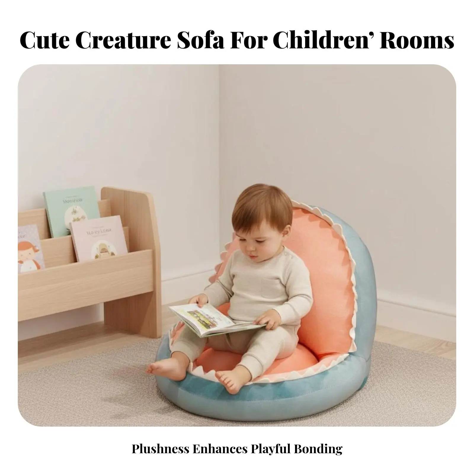 クッション性のあるキャラクターアームチェア-柔らかく抱き心地の良い幼児用シート-姿勢サポート機能付き-子供向け軽量設計