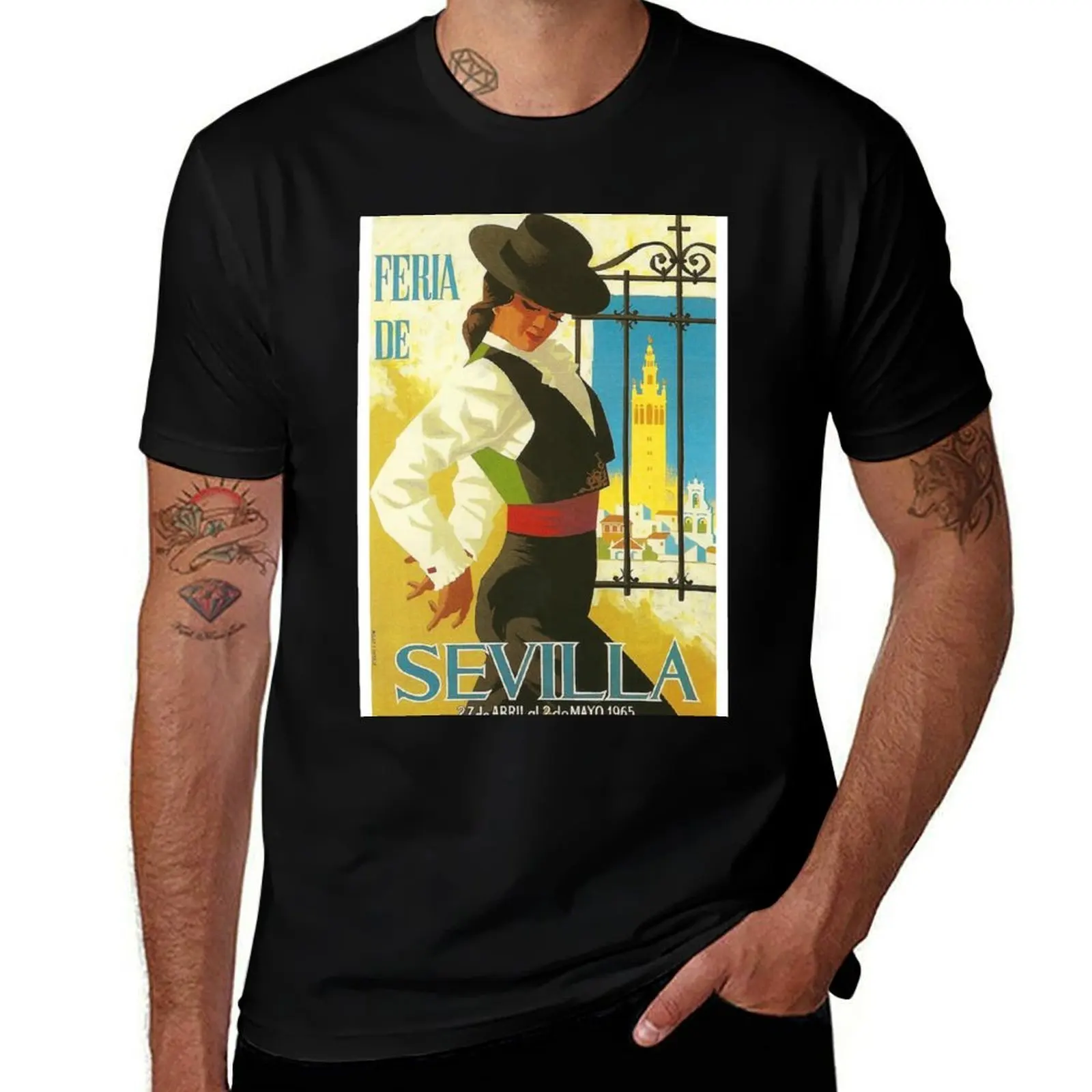 Spain 1965 Seville April Fair Poster T-Shirt Big and Tall Loose Fit T-Shirt
