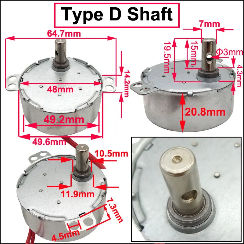 Permanent Magnet Synchronous Motor 4W Microwave Fan In AC Motor 5V/6V9V/12V/24V/110V-127V/220V-240V For Microwave Oven Parts