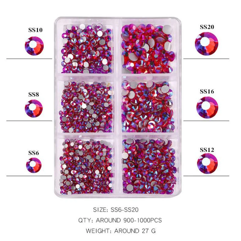 Nail Art Diamond Decorations Sets 6 Grid Mixed Color Nail rhinestone DIY Manicure Creative Art Jewelry Nail Accessories