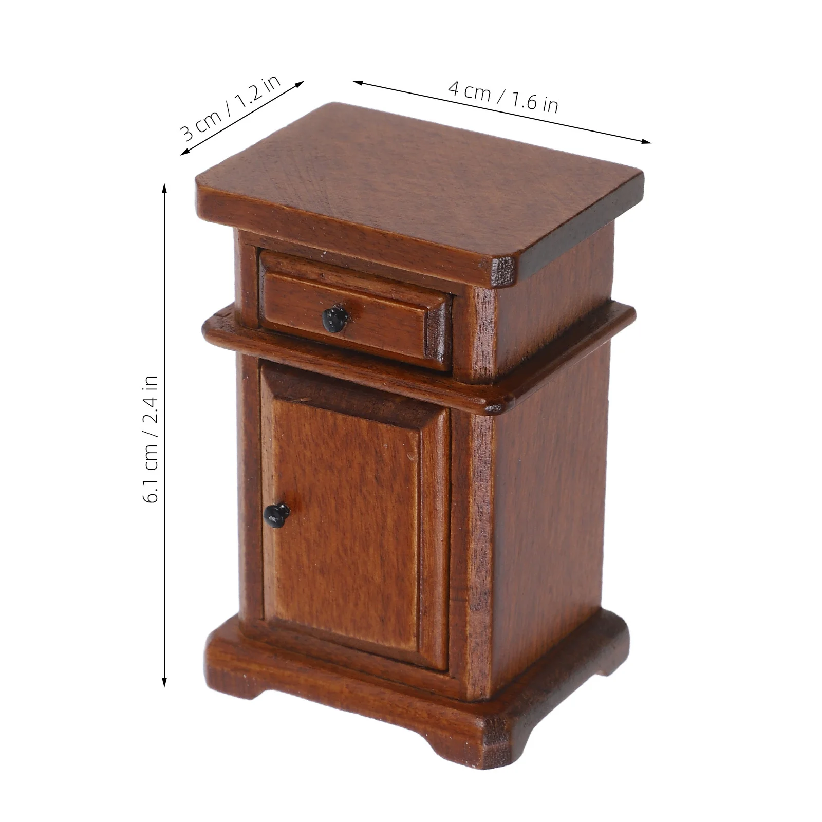 أثاث غرفة نوم مصغر منضدة خشبية عتيقة طاولة صغيرة بجانب السرير ديكور أثاث بيت الدمى من الخشب الصلب #6