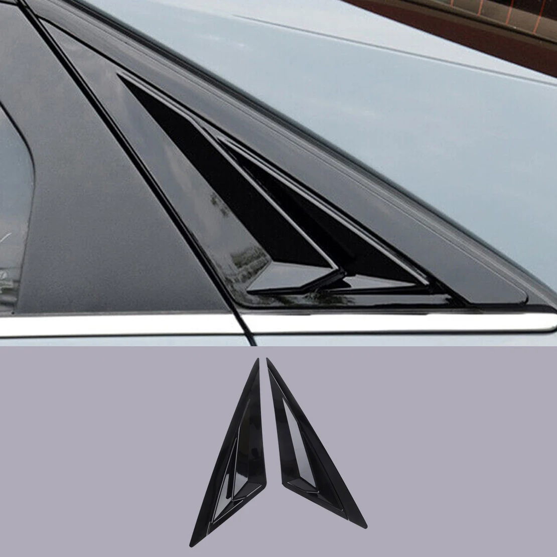 

1 Pair Gloss Black Left & Right Side Vent Window Louver Shutter Trim Scoop Cover Frame Fit for Hyundai Elantra Sedan 2021-2024