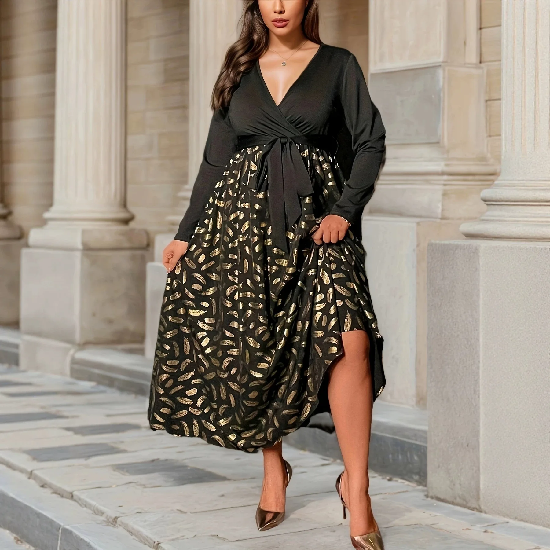 Picture 3: XL-4XL Plus Size Clothes Dresses Women Spring Autumn Robes Long Sleeve Street Style Casual 3XL Big Size Maxi Dress Oversized