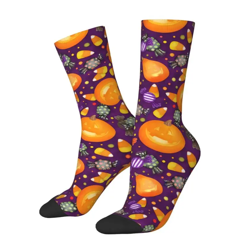 

Пользовательские Хэллоуин Конфеты Тыквы Платье Носки Мужчины Женщины Теплые Модные Носки Экипажа
