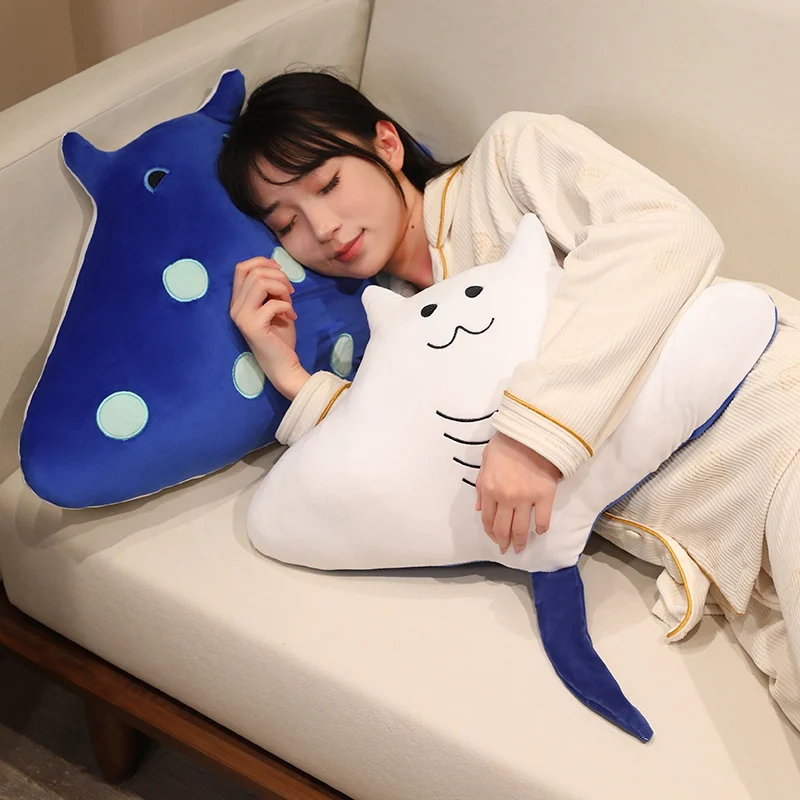35/50/60/80cm Teufelsrochen-Plüschtier, Kawaii Teufelsrochen-Fliegenfisch im Wasser, weiche Stofftier-Kuscheldecke/Kissen