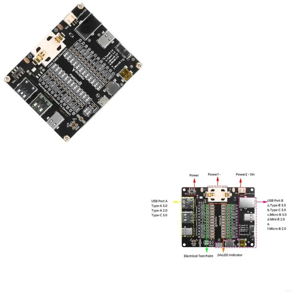 462E Professional USB Line Tester Diagnose For Data Cables Supports Type C 3.2 MicroB Interfaces 24 LED Visual Feedback