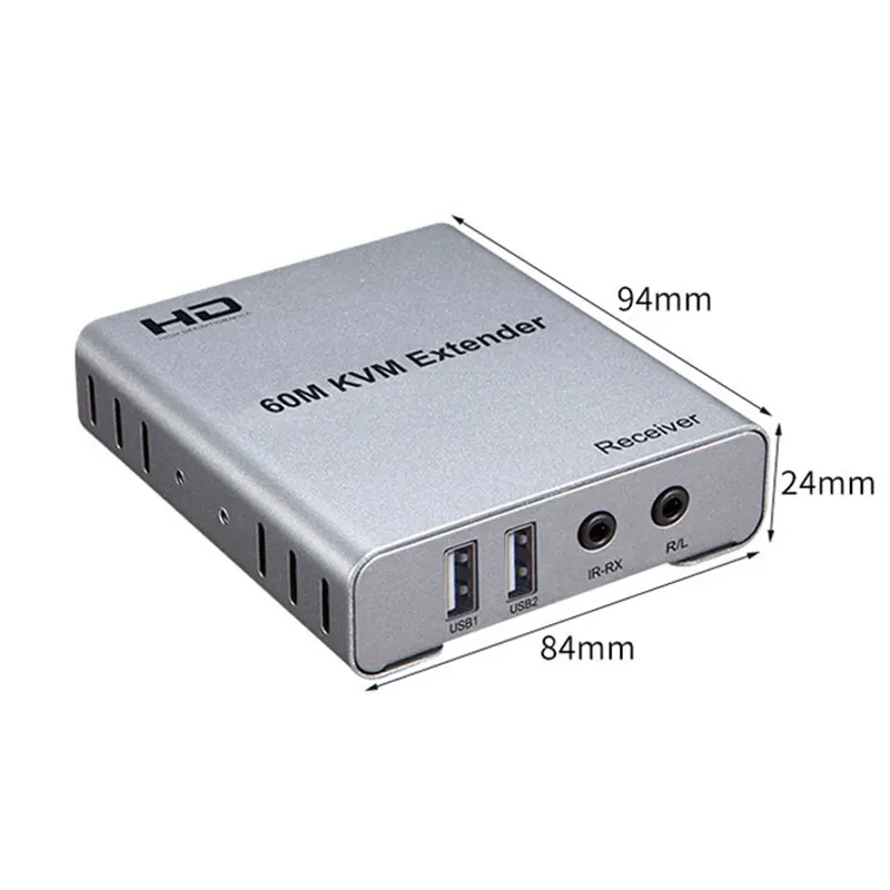 60M KVM Extender Over Ethernet Cat5e/6 Cable 1080P USB HDMI-compatible Extender with IR Audio Support Mouse Keyboard for PC DVR