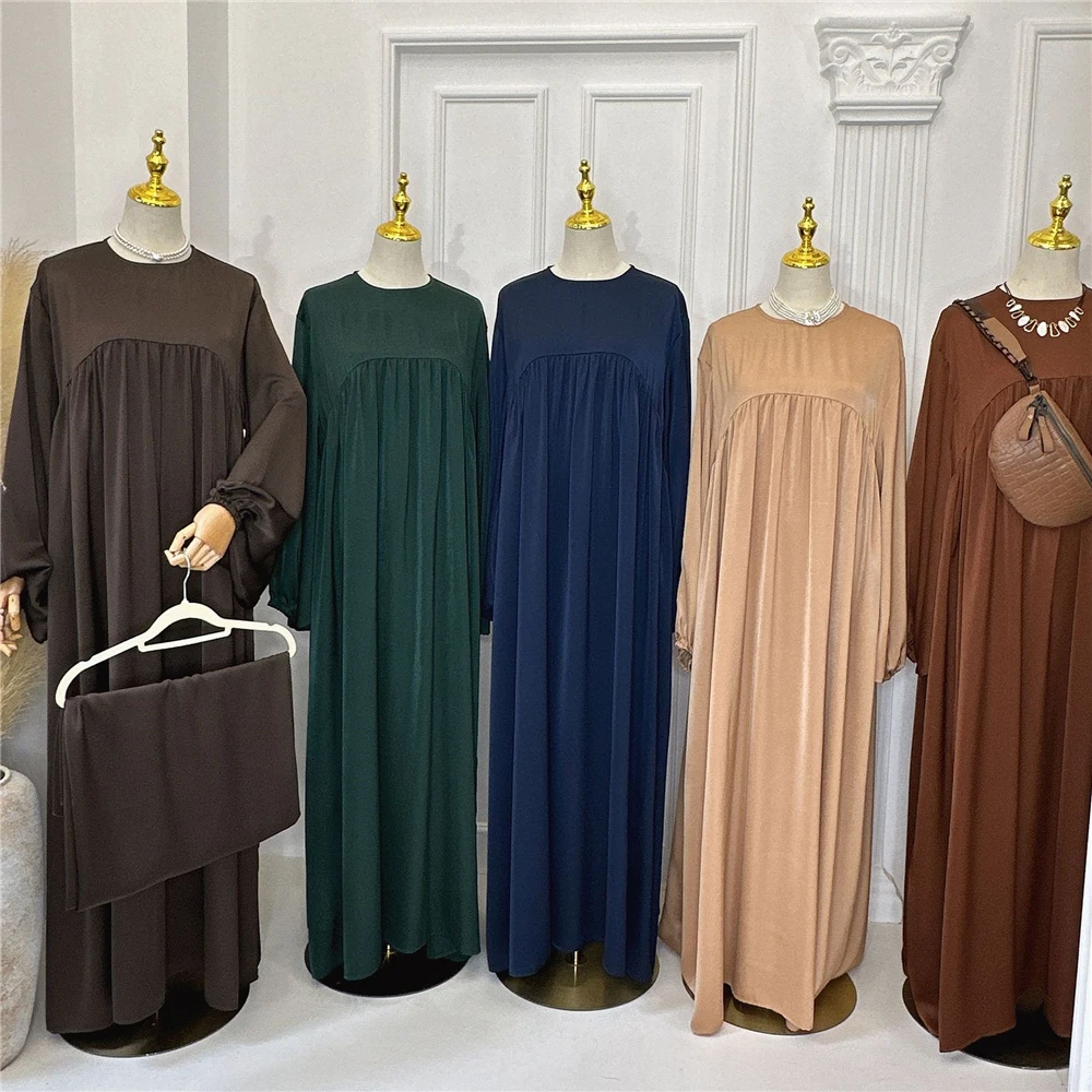 Nuovo Eid Ramadan Djellaba Donne Musulmane Dubai Abaya Saudita Con Sciarpa Abito Pianura Turco Arabo Abito Islamico Femme Musulmane Vestido