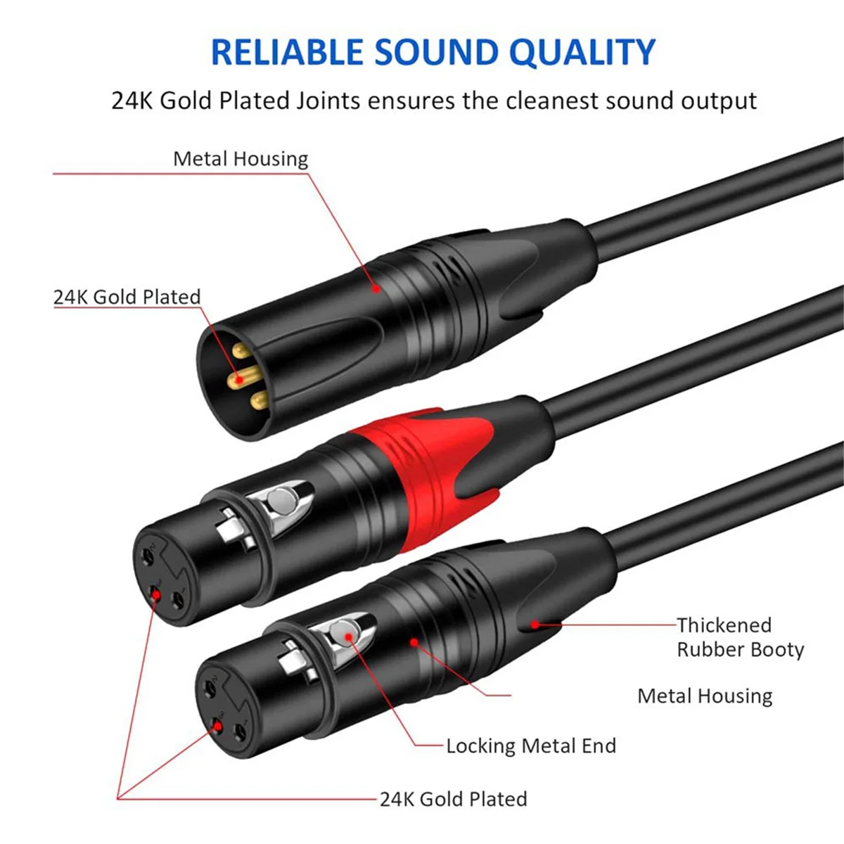 AT42 XLR to XLR Y-Splitter Cable Balanced XLR Female to Dual XLR Male Audio Microphone Adapter 2 XLR to XLR Audio Adapter,A