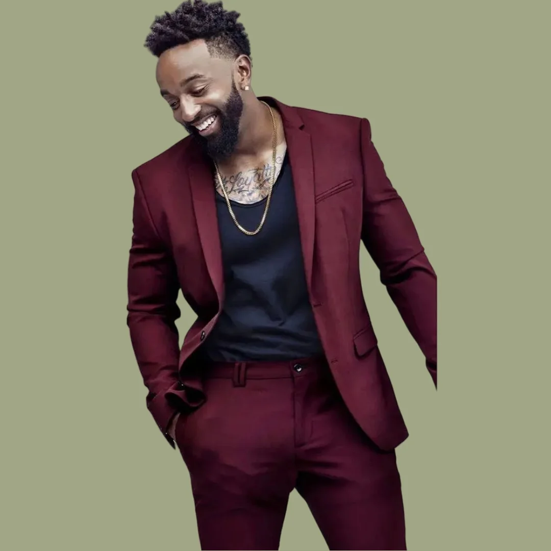 

Бордовые свадебные мужские костюмы terno masculino Slim Fit, полный комплект, официальная одежда, костюм жениха, Homme Notch, пиджак с лацканами, брюки