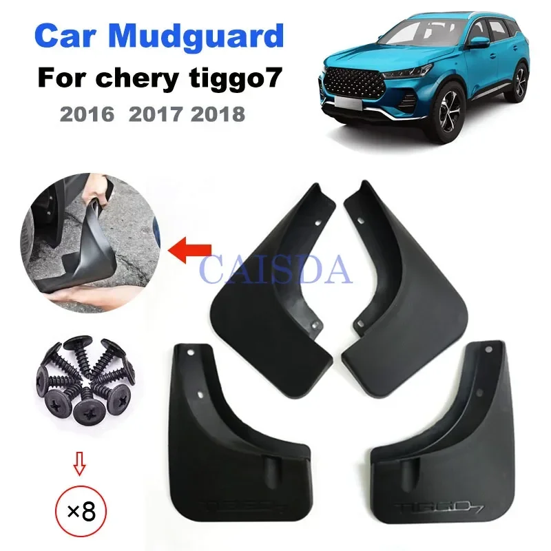 4PCS/set Upgraded version car Mudguard For TIGGO7 7 CHERY 2016 17 Fender mud flaps Car styling Set soft Plastic Splash Guards