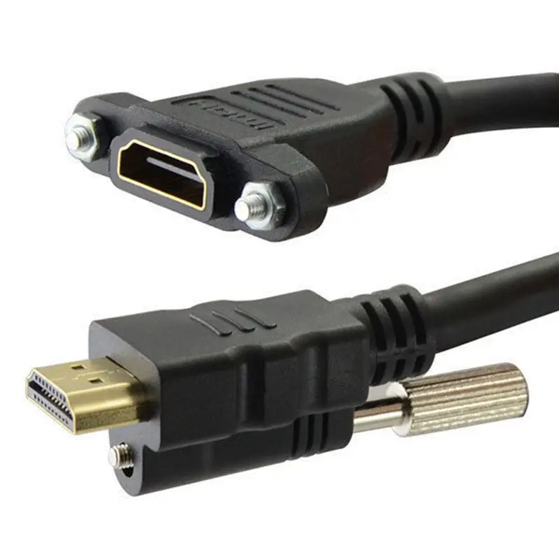 HDMI Compatible High-Definition Cable, HDMI Compatible Male to Female Extension Cable, With Screw Holes to Secure Panel Cable