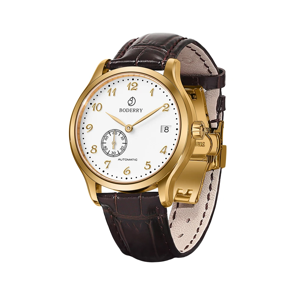 BODERRY Mens Micro-rotor Automatic Dress Watches Waterproof Stainless Steel Mechanical Business Wrist Watch for Men,Sapphire