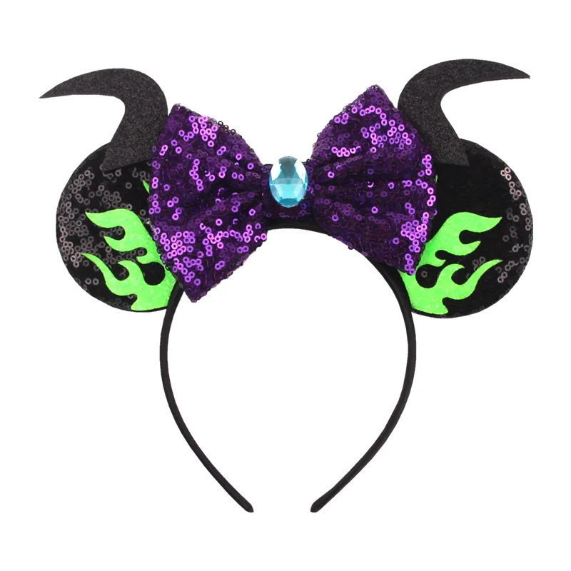 2024 Halloween Mouse Ears Headband Sequins Bow Hairband For Women Featival Party DIY Hair Accessories Boutique