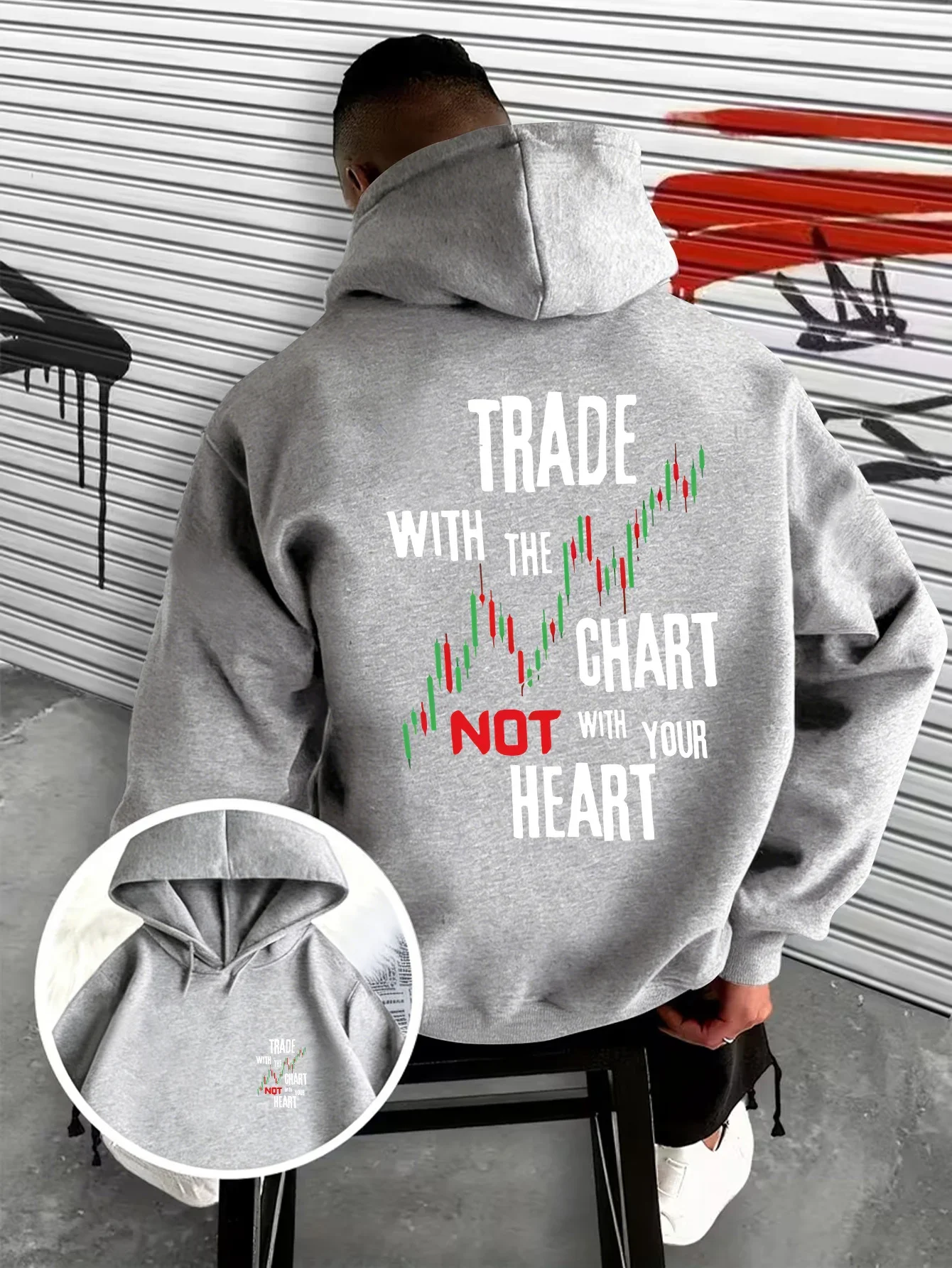 Men's Trading Hoodie Stock Market Investor Letter Graphic Wall Street Finance Streetwear Fleece Sweatshirt
