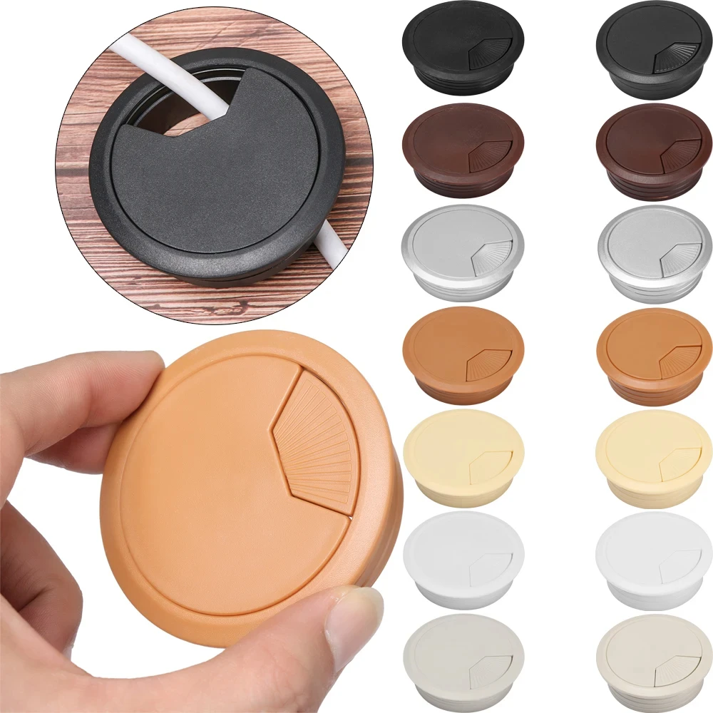 1PCS Desk Table Plastic Cable Hole Cover PC Computer Desk Round Wire Tidy Grommet Cable Organizer Desktop cable box for computer