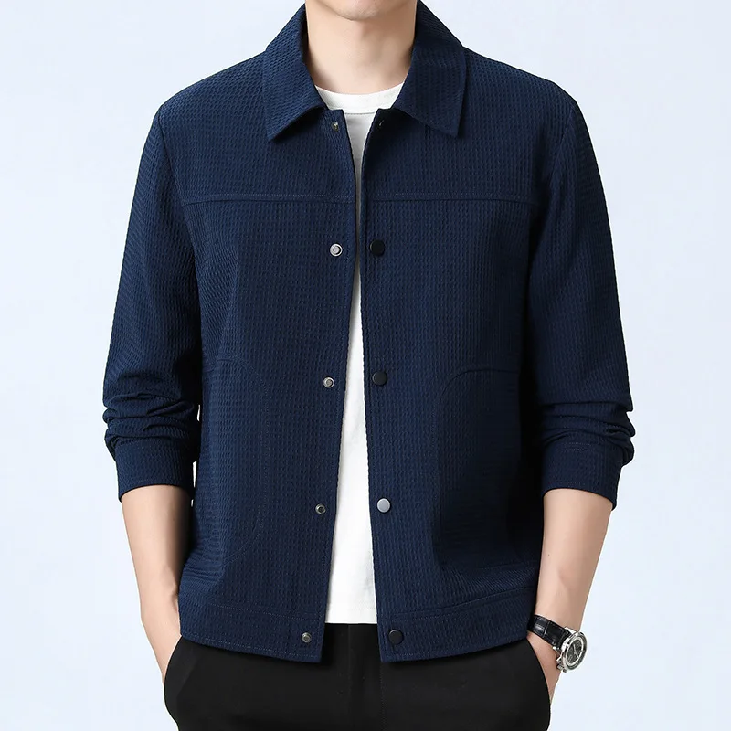 

Новая мужская куртка, однотонная мужская осенняя одежда со свободными лацканами