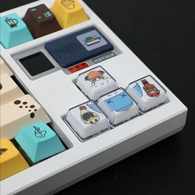 

4 шт./компл. Kawaii GINTAMA Kagura Shimura Shinpachi Diy Keycap крестовая ось механическая клавиатура аксессуары направление клавиши подарок