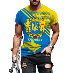 2022 Fashion Retro Ukraine Flag Men's New 3d Printing T-shirt Harajuku Round Neck Tee Summer Casual Personality Loose Oversized