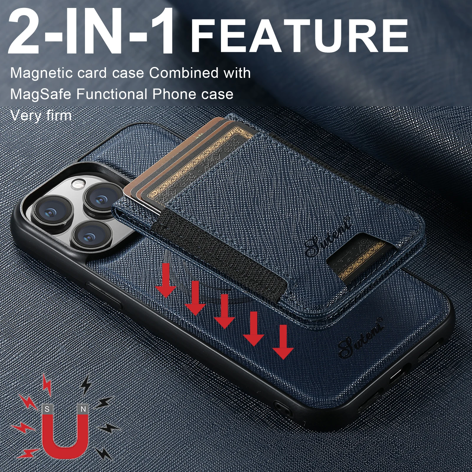 

2 in 1 Magnetic Card holder Pocket Case for iphone 16 Pro Max,15 Plus,14,13,12 promax Wallet Leather Cover,wireless charging