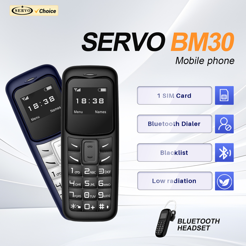  SERVO BM30 Super Mini Mobile Phone Tiny Body One SIM Magic Voice Blacklist Bluetooth Dialer Alarm Clock Smaller Backup Cellphone 