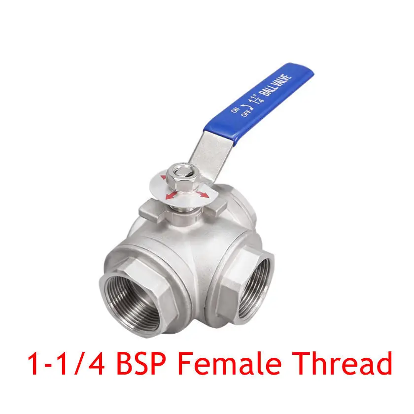 

Длинная ручка 1-1/4 дюйма BSP с внутренней резьбой Тройник из нержавеющей стали 304 Шаровой кран SS304 Кран T L Тип 3-ходовой фитинг для труб