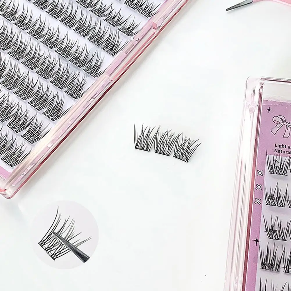 接着剤不要つけまつげ　セルフ接着DIYクラスターまつげ　コミック風ナチュラル濃密ロングまつげ　目を大きく見せる美容ツール