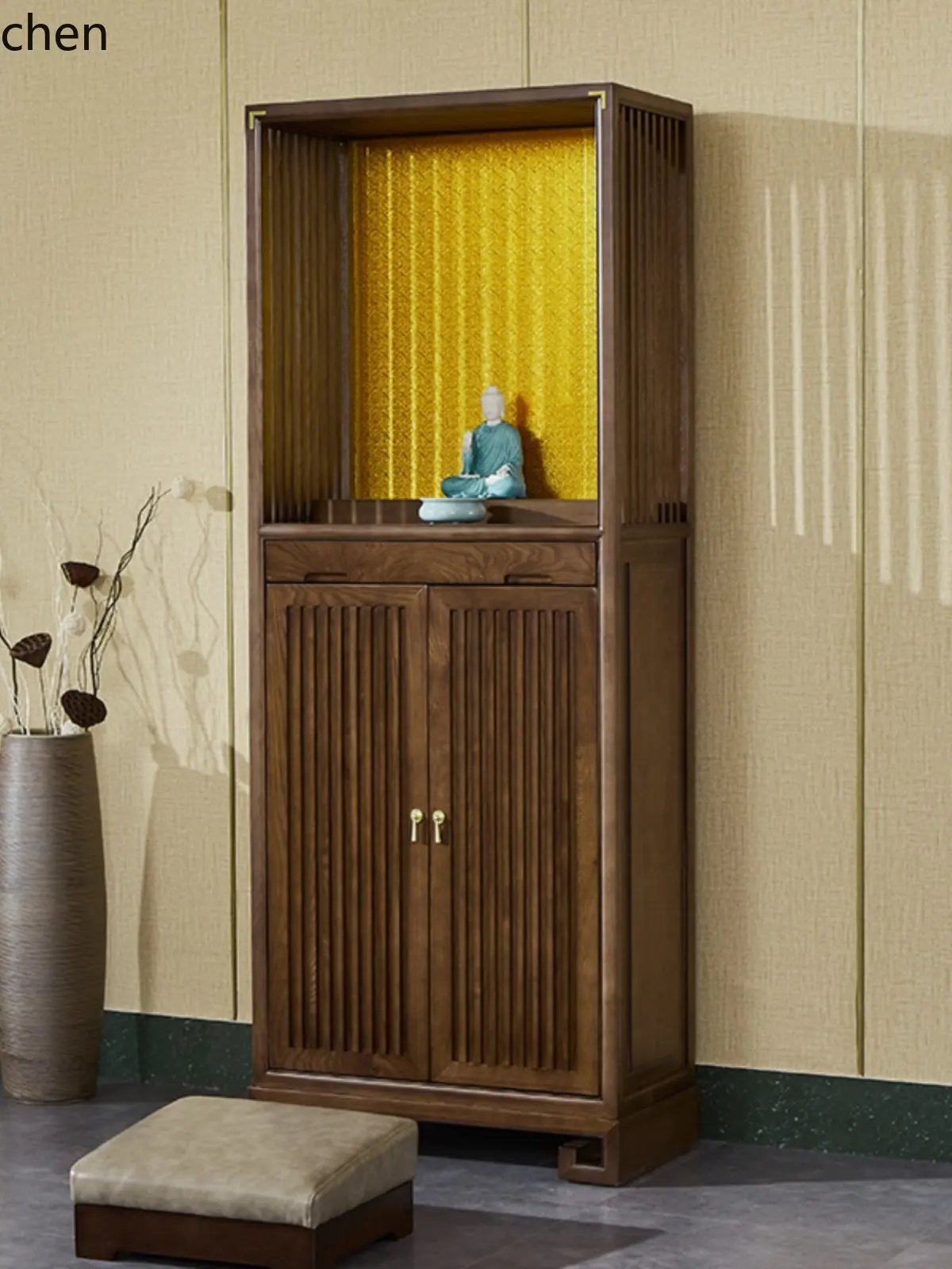 YFY Chinese Style Buddha Niche Solid Wood  Buddha  Altar Table God Shrine  Cabinet with Door  Ancestor God Position Cabinet