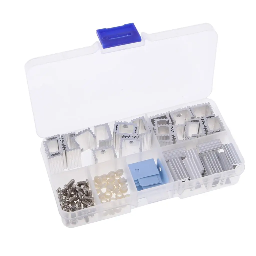 Transistor Heat Sink Kit with Metal Cooling Fins TO-220 Insulating Sheets for Motherboard Devices