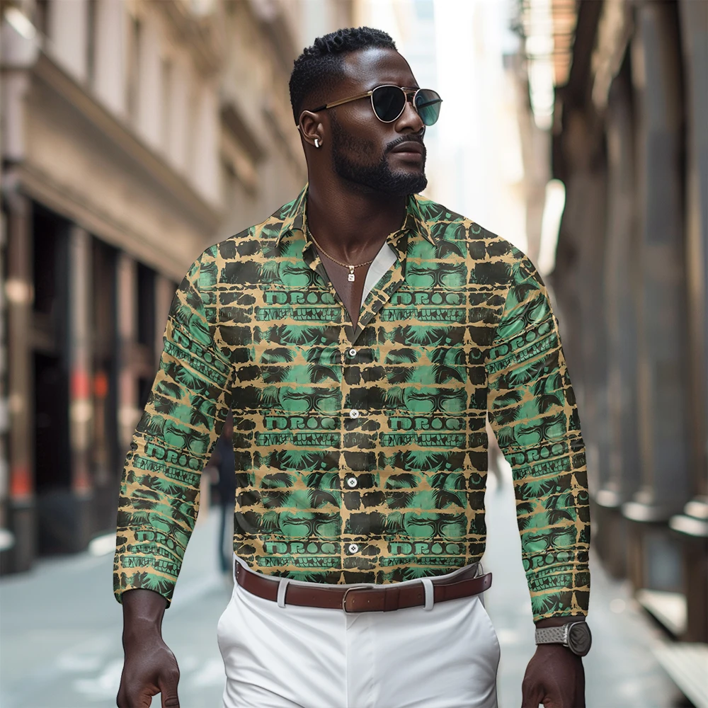 

Yellow stripe printed pattern long sleeved shirt, Spring and Autumn new style