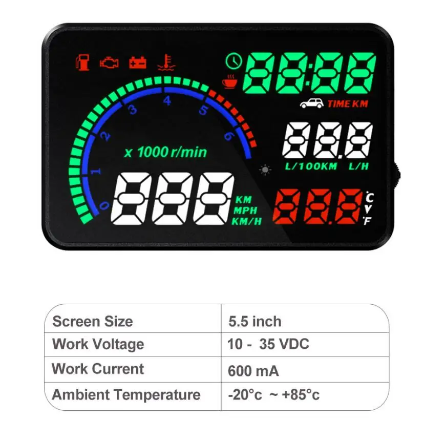 

V-checker H305 HUD Head Up Display OBD II Scanner Car Engine Fault Code Reader CAN Diagnostic Scan Tool