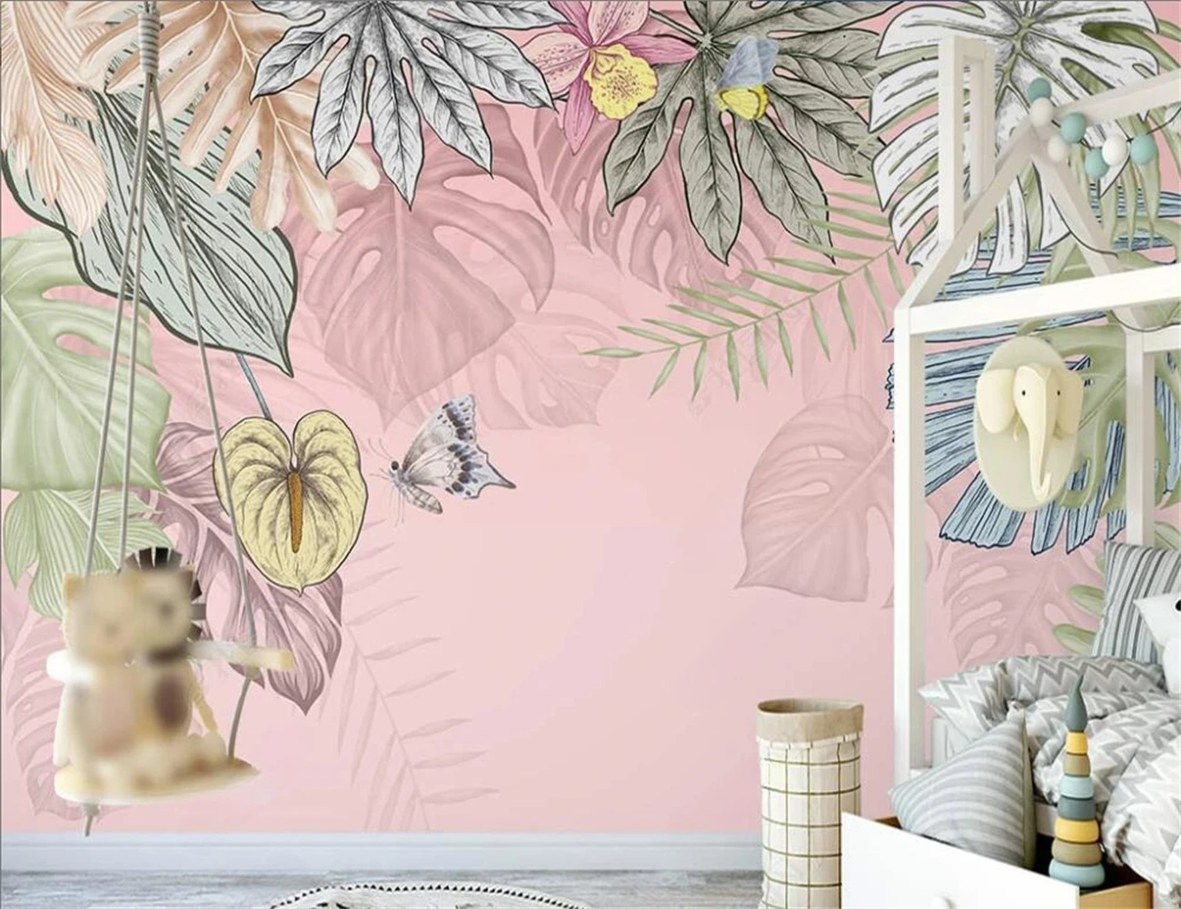 Customized Wallpaper Forest Jungle Banana Leaf Background Wall Tropical Rainforest Plant Leaf Mural Home Decoration 3d wallpaper