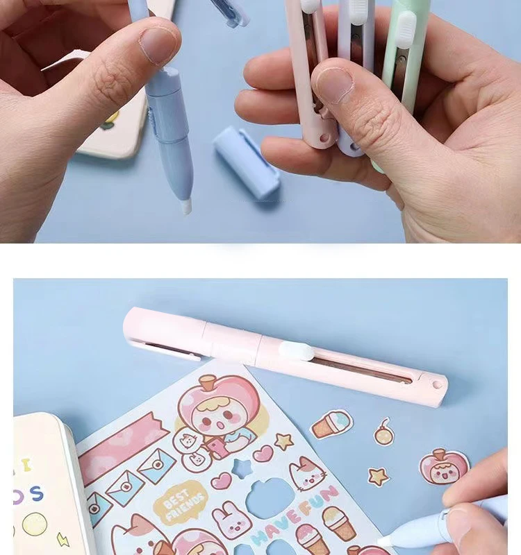 1pc Mini Tragbare Schere Papier Cutter Messer 2 In 1 Multifunktionale Tasche Stift Form Scrapbooking Carving Schneiden Kunst Werkzeuge – Detail 2